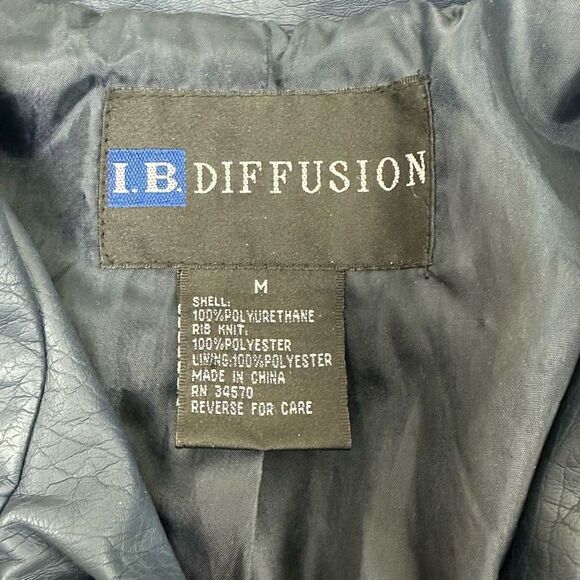 I.B. Diffusion Faux Leather Jacket Women's Size M Black Moto Style - Picture 7 of 11